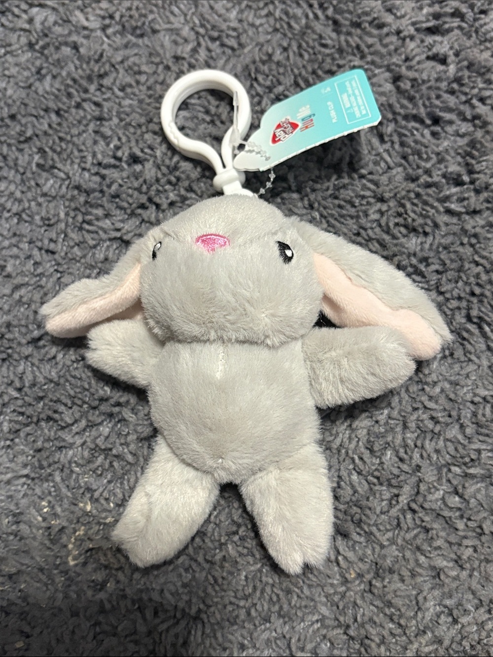 NWT Play Right Hug Mr Grey Rabbit Plush Clip